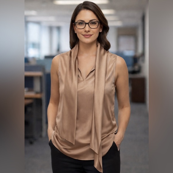 Kasper Tops - Kasper Satin Tan Blouse